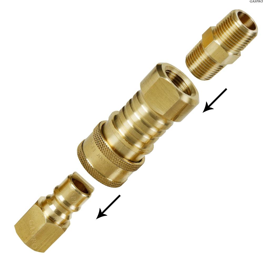 3pcs Brass 3/8'' NPT-Natural Gas Quick Connect Fittings Propane Hose Connector 